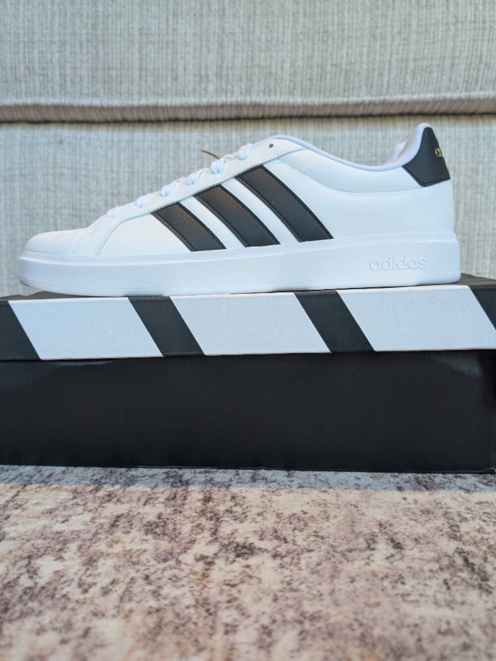New Mens Size 11.5 Adidas Streettalk Sneakers White Black Gold
